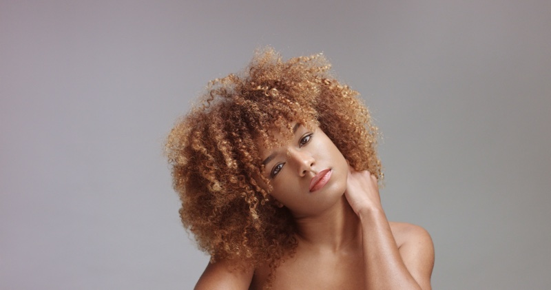 Blonde Hair Bangs Curly Afro