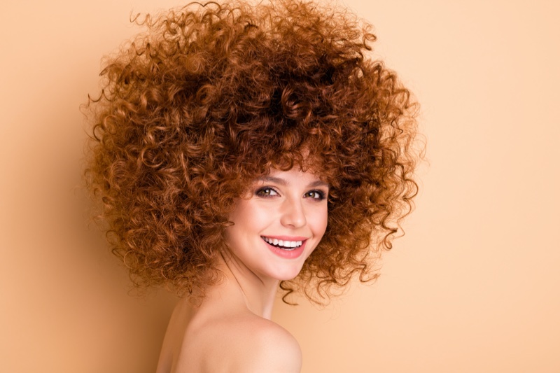 Redhead Curly Bob With Bangs